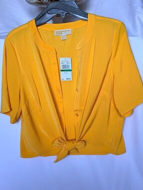 Michael Kors JASMINE YLW Tie-Front Crop Top